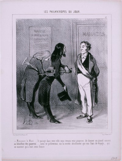 De filantropen van de dag - Monsieur le Maire... Op doorreis in uw stad... door Honoré Daumier